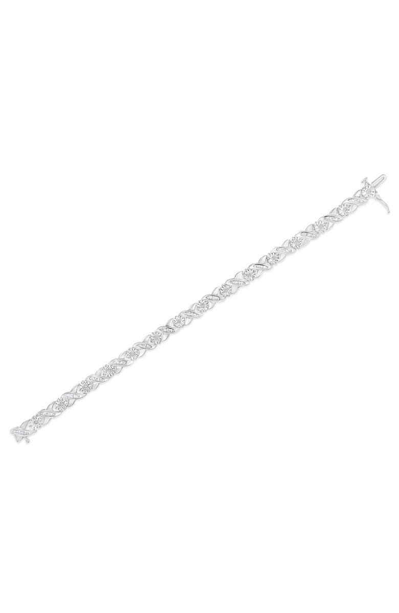 Haus of Brilliance Silver 1.0 Cttw Diamond Miracle-Set X-Link Tennis Bracelet, Alternate, color, White