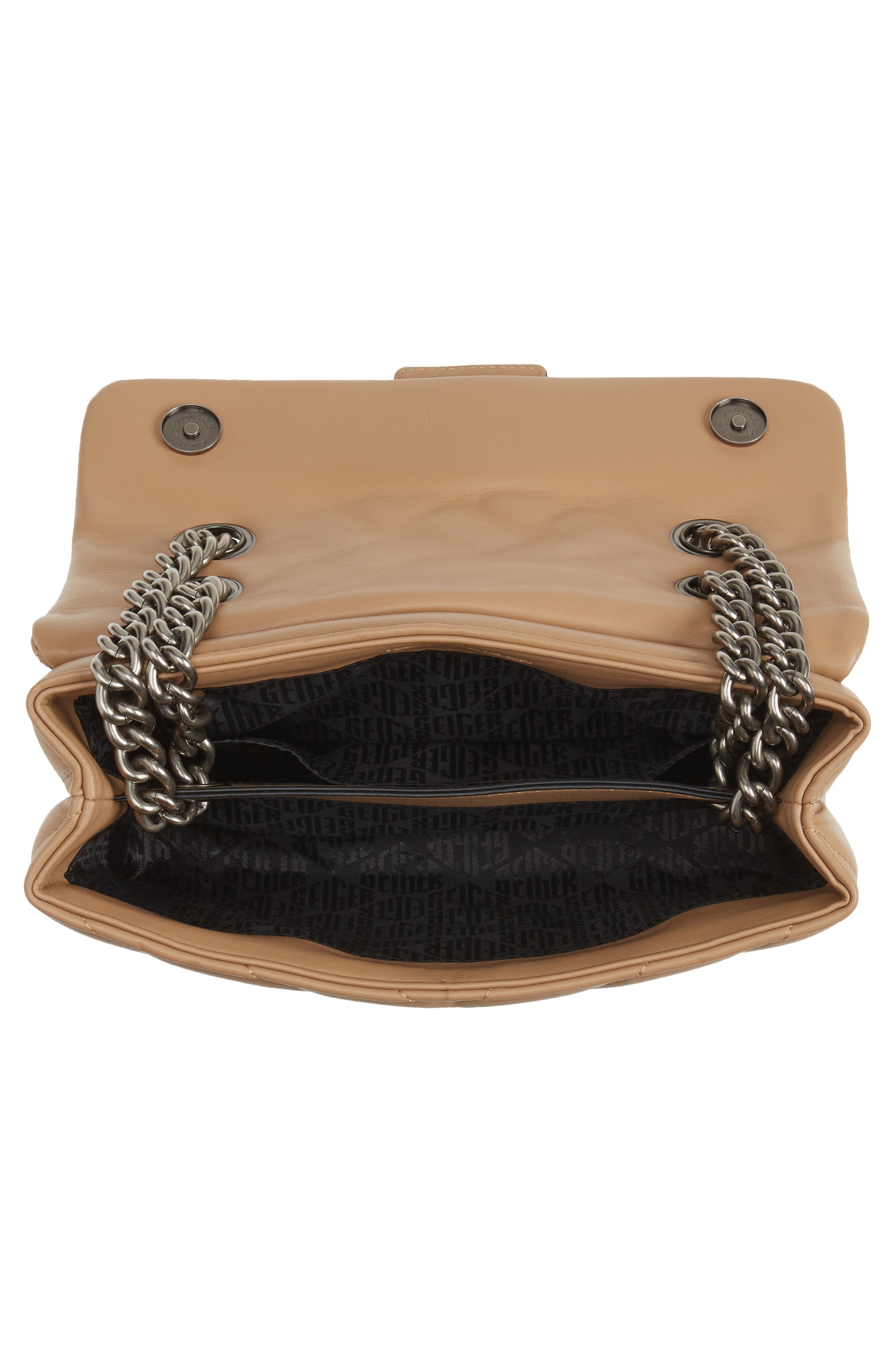 Kurt Geiger London Kensington X Quilted Leather Shoulder Bag, Alternate, color, Camel