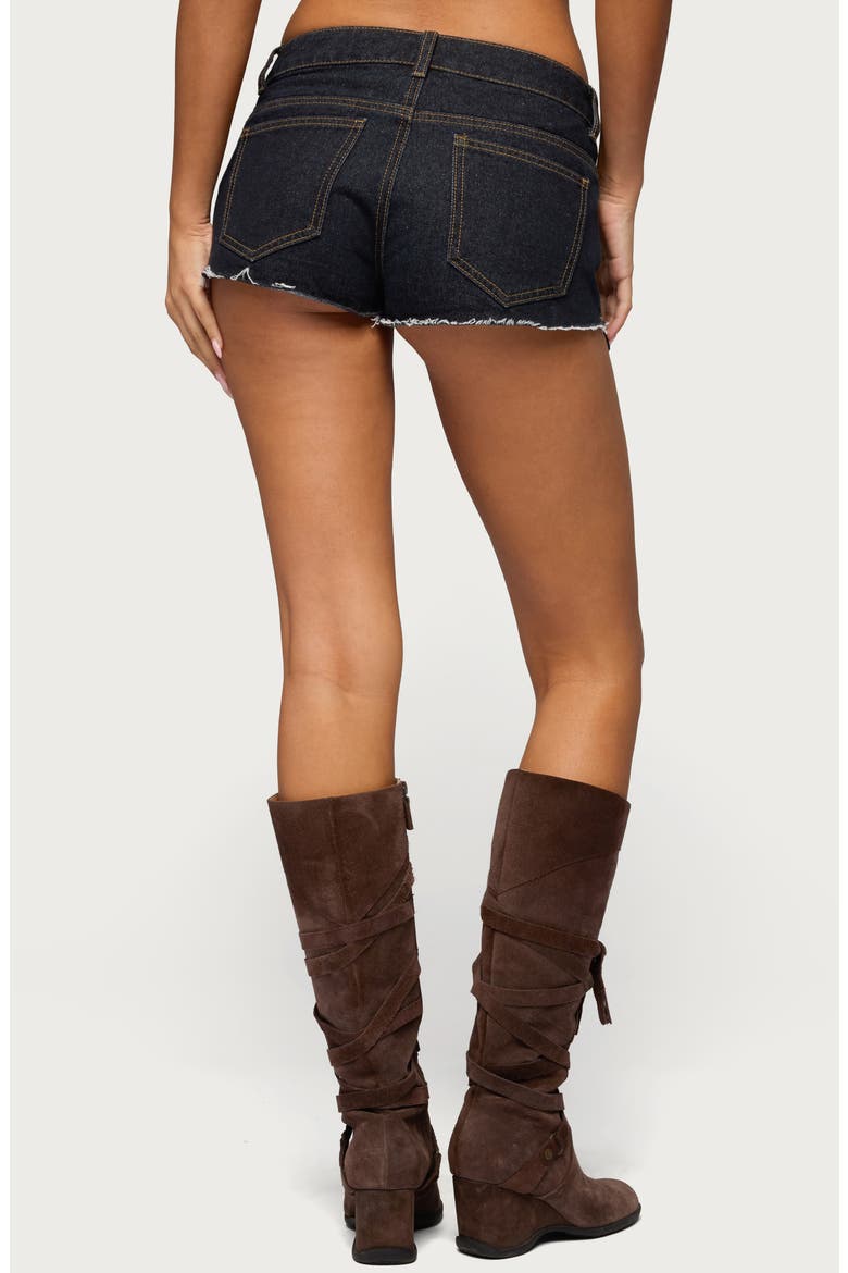 Devin Low Rise Micro Denim Cutoff Shorts, Alternate, color, INDIGO-BLUE-RAW-WASHED