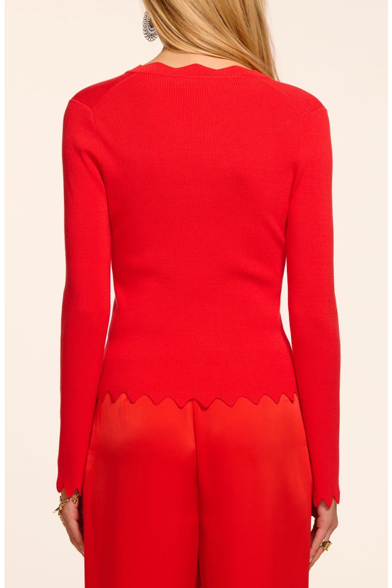 Emma Scallop Edge Cardigan, Alternate, color, CRIMSON