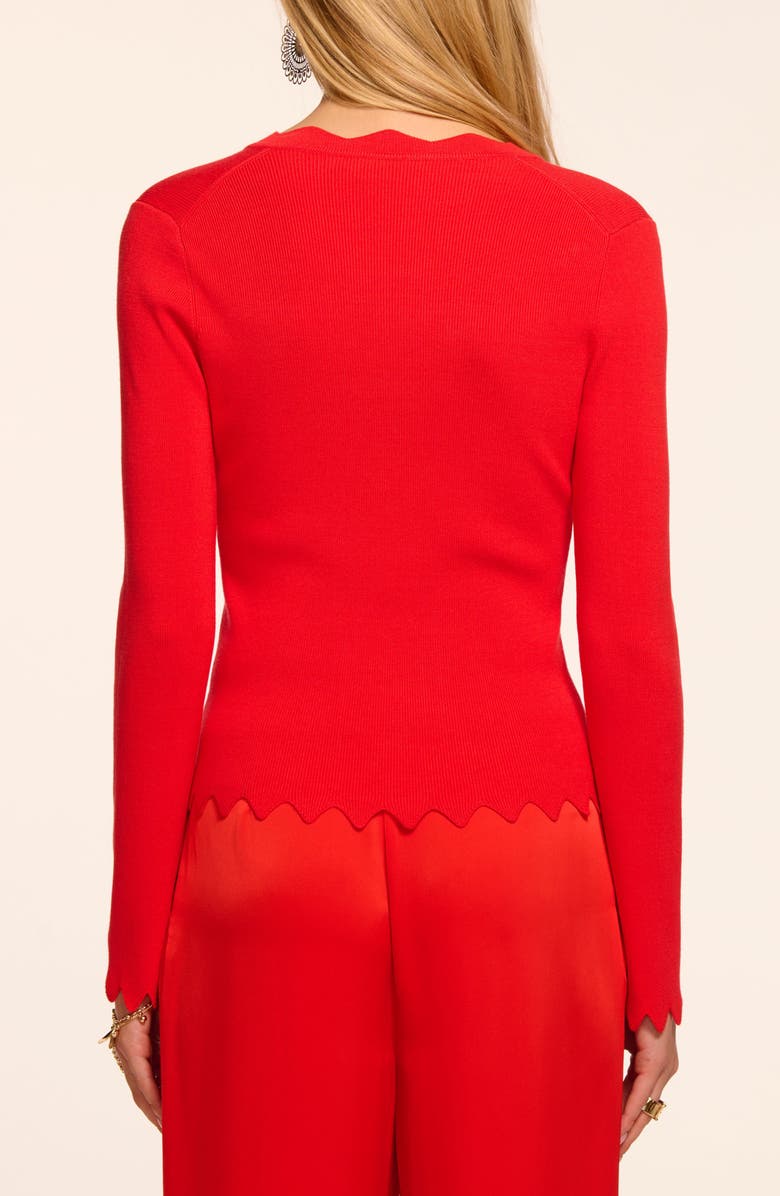Ramy Brook Emma Scallop Edge Cardigan, Alternate, color, Crimson
