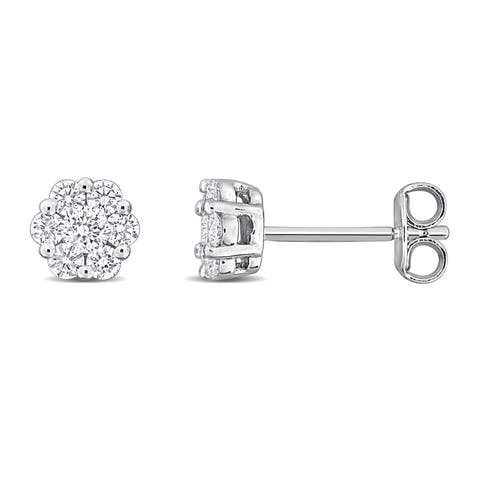 Lab-Grown Cluster Stud Earrings Sterling Silver
