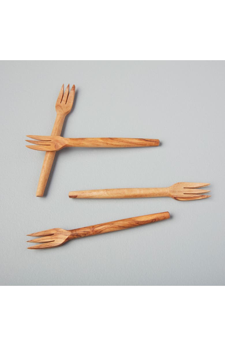Be Home Olive Wood Cocktail Forks - Set of 4, Alternate, color, Olive
