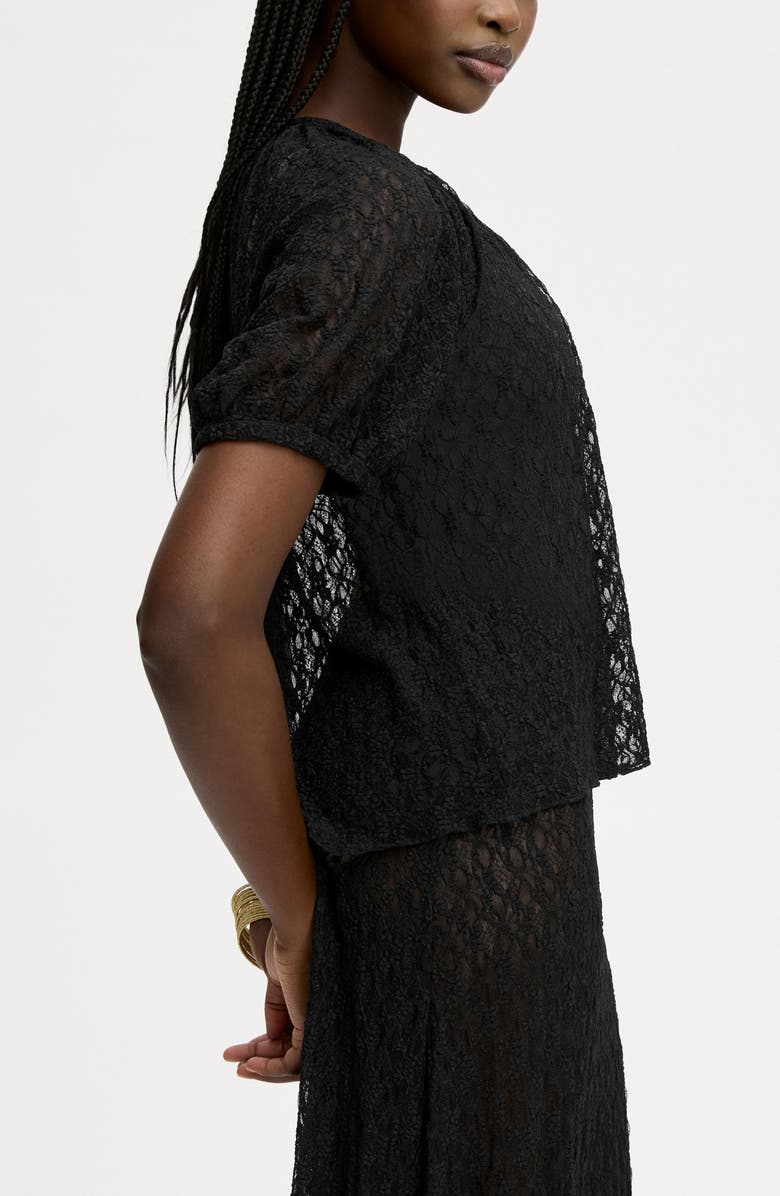 Sam Edelman Semisheer Stretch Lace Top, Alternate, color, True Black