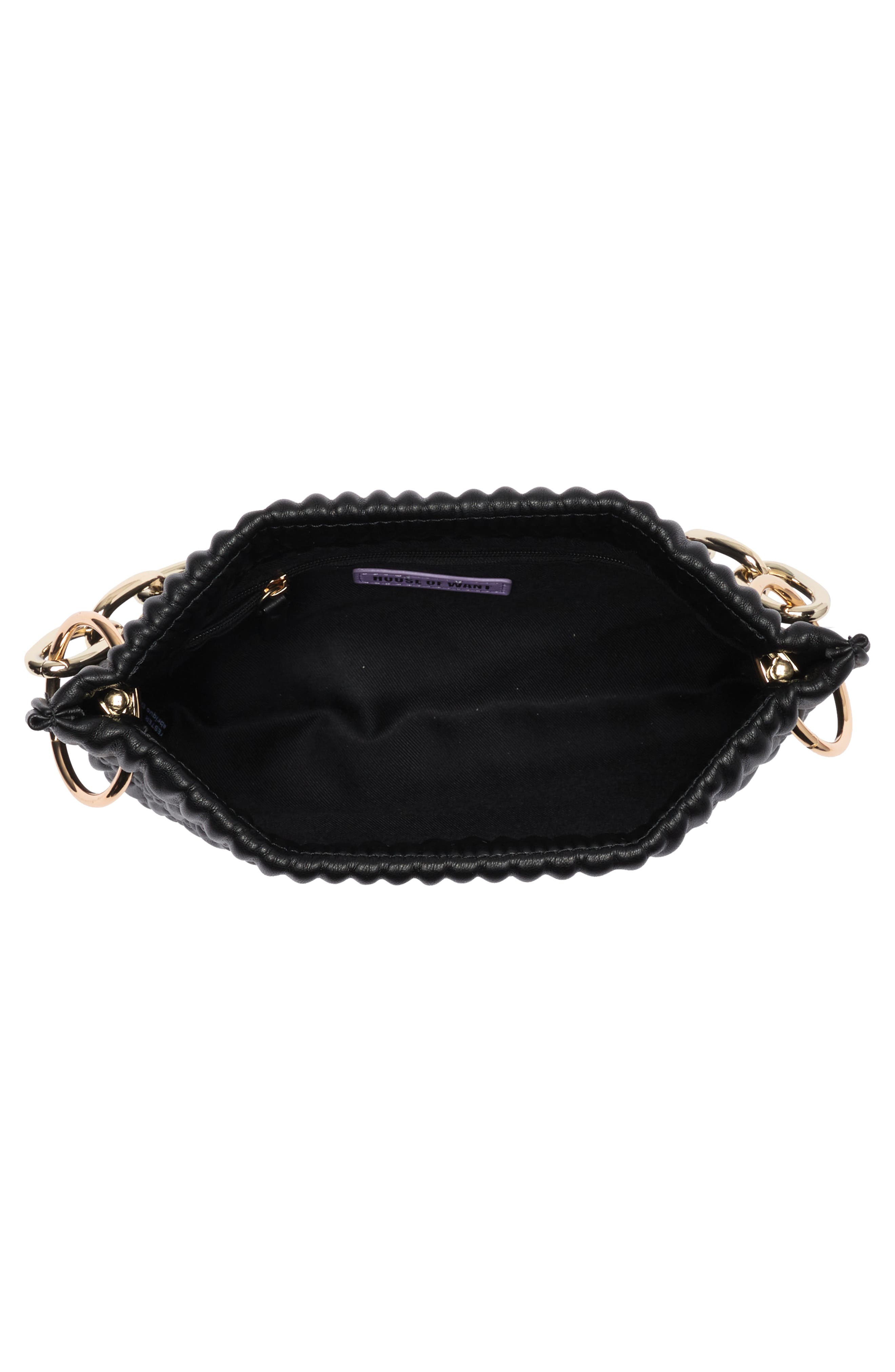 Chill Vegan Leather Shoulder Bag, Alternate, color, BLACK SHIRRING