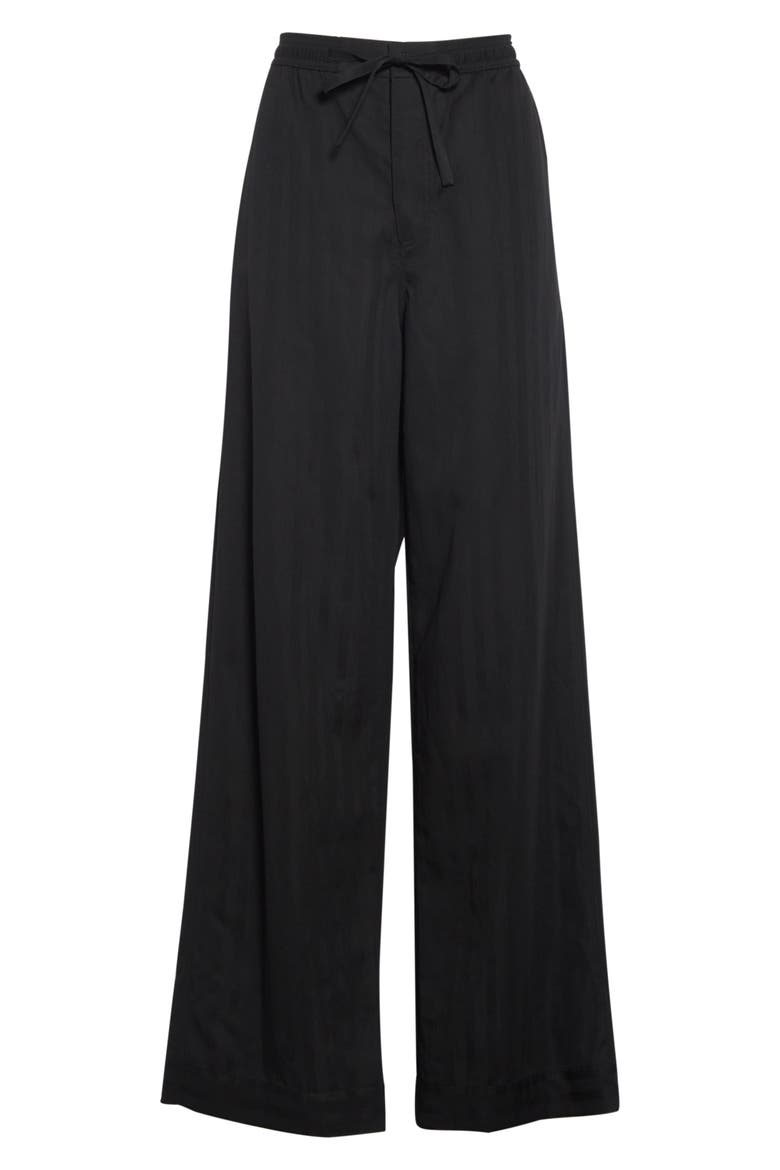 Tonal Stripe Relaxed Wide Leg Pants, Alternate, color, BLACK/ BLACK STRIPE