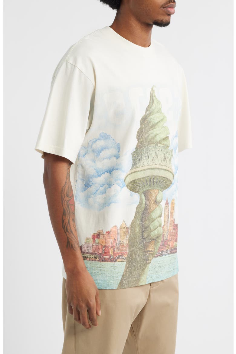 Custard Print Cotton T-Shirt, Alternate, color, ANTIQUE WHITE