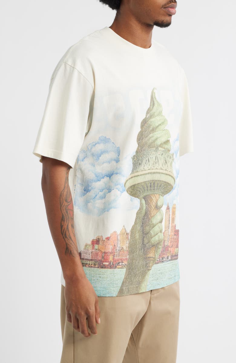 ICECREAM Custard Print Cotton T-Shirt, Alternate, color, Antique White