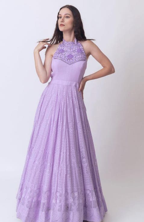 Maisa Embroidered High Neck Gown