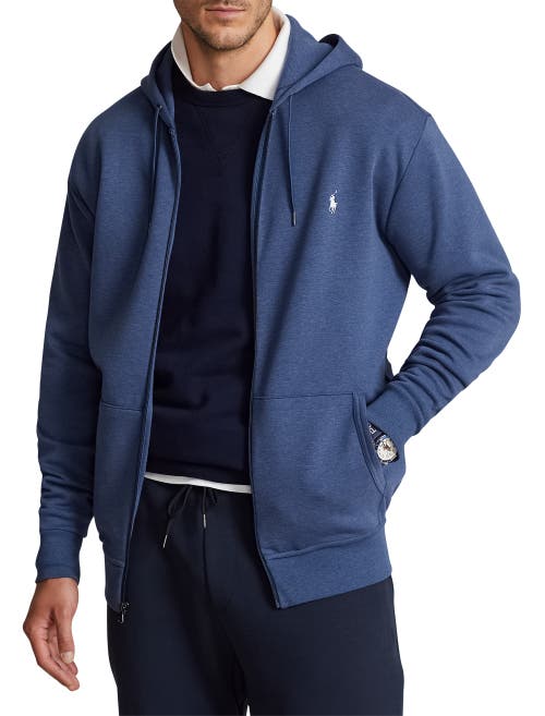 Shop Polo Ralph Lauren Big & Tall Double-knit Full-zip Hoodie In Derby Blue Heather