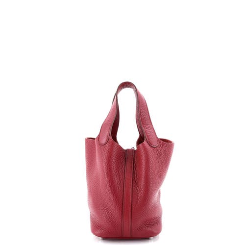 Pre-owned Hermes Hermes Picotin Lock Bag Clemence Pm In Red