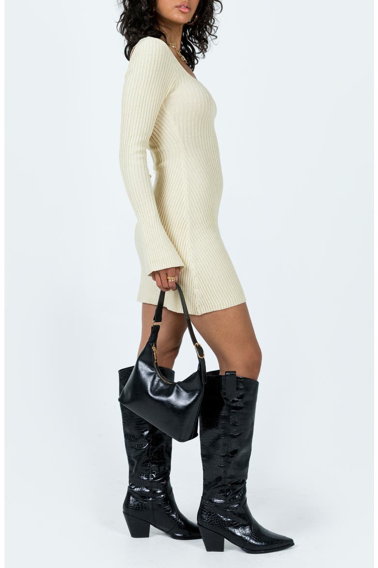 Brownhall Long Sleeve Rib Minidress, Alternate, color, BEIGE