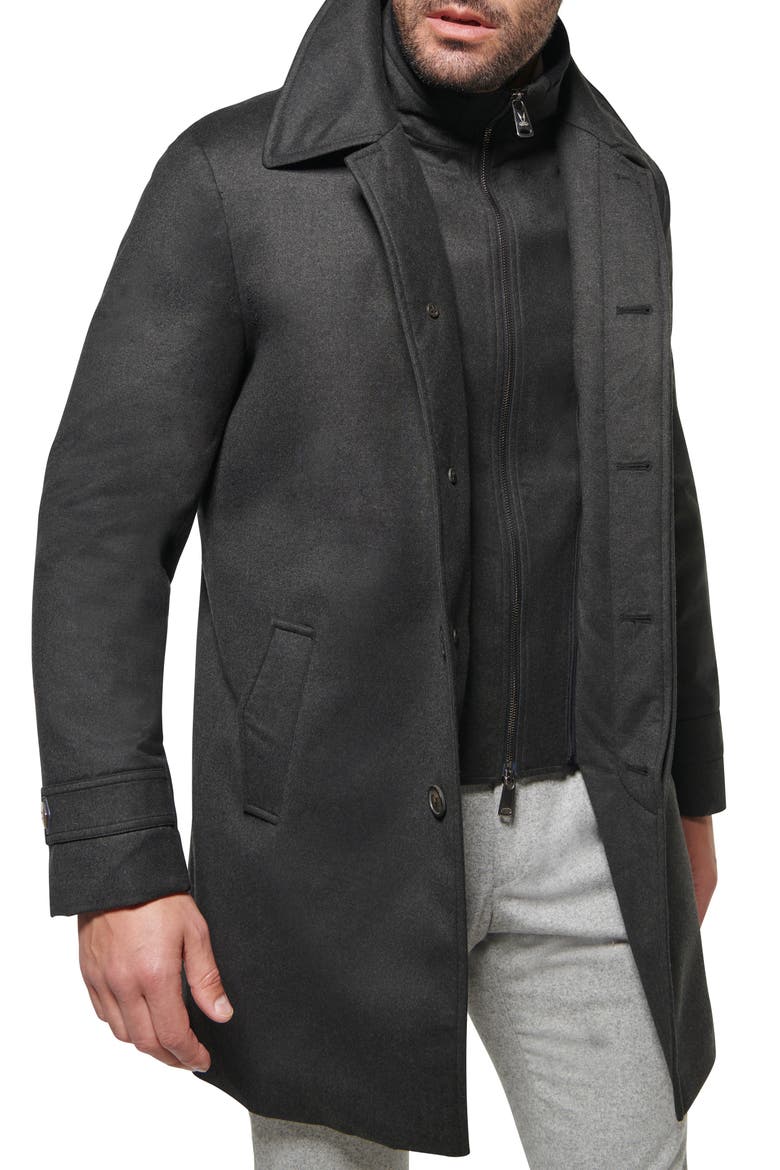 Waterproof Virgin Wool & Silk Down Coat with Removable Bib, Alternate, color, DARK GRAPHITE