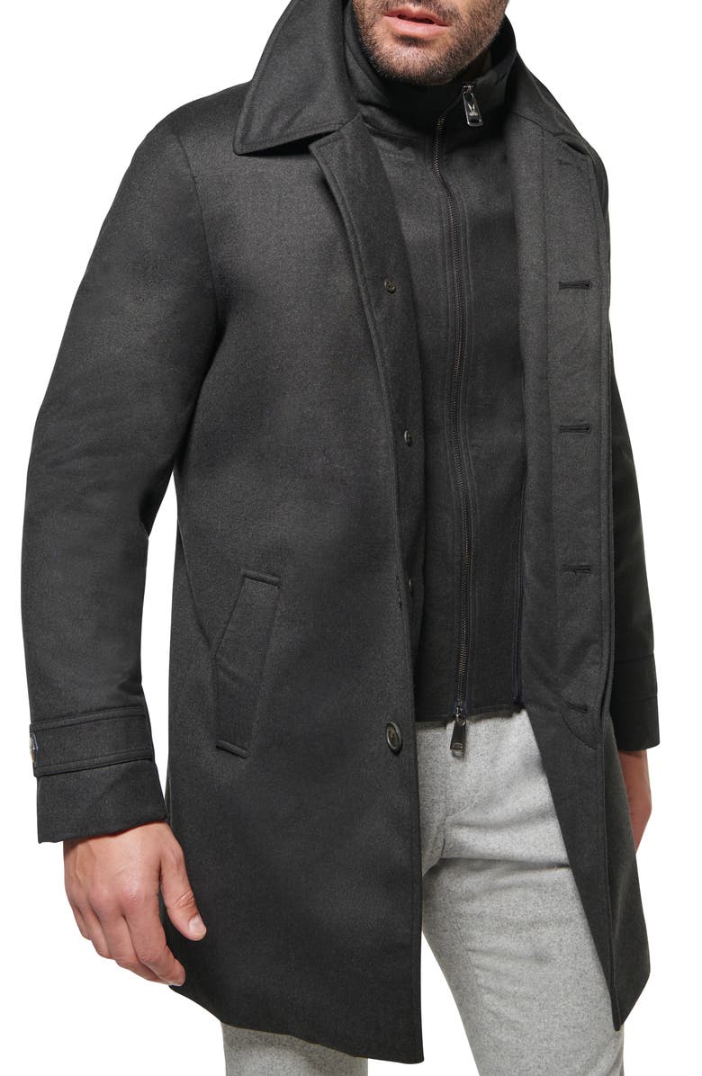 Norwegian Wool Waterproof Virgin Wool & Silk Down Coat with Removable Bib, Alternate, color, Dark Graphite