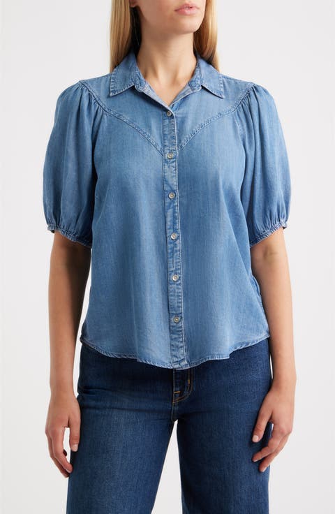 Lida Short Sleeve Denim Button-Up Shirt