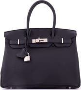 Pre-Owned Hermes Birkin Handbag Black Togo with Palladium Hardware 30