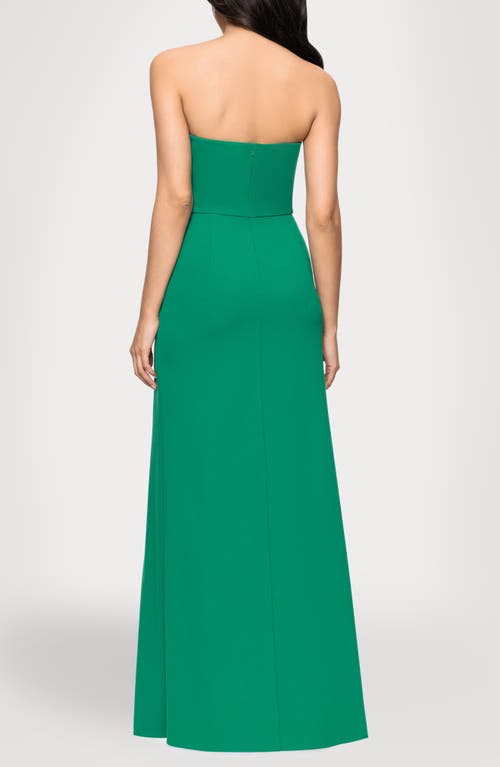 Blondie Nites Ruched Strapless Scuba Gown In Green