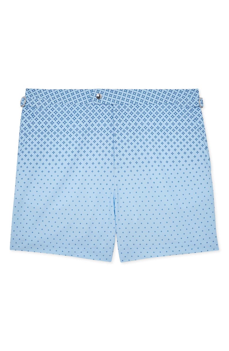 Reiss Darli Gradient Geo Print Side Adjuster Swim Trunks, Alternate, color, Soft Blue
