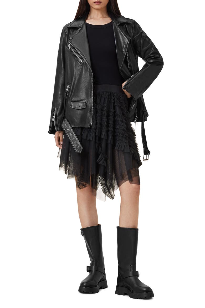 Jayde Handkerchief Hem Tulle Skirt, Alternate, color, BLACK