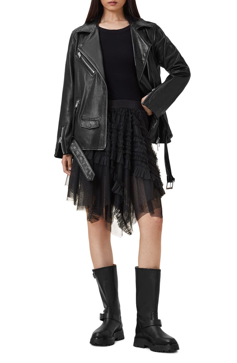 AllSaints Jayde Handkerchief Hem Tulle Skirt, Alternate, color, Black