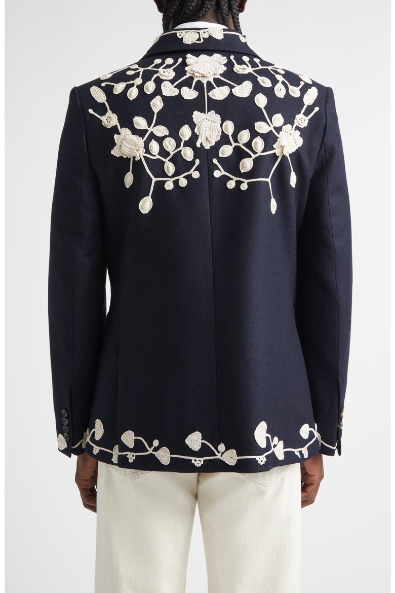 Snowdrop Appliqué Wool Blend Sport Coat, Alternate, color, NAVY