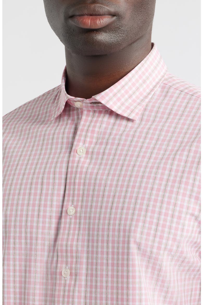 Morse Check Everyday Performance Button-Up Shirt, Alternate, color, PETAL