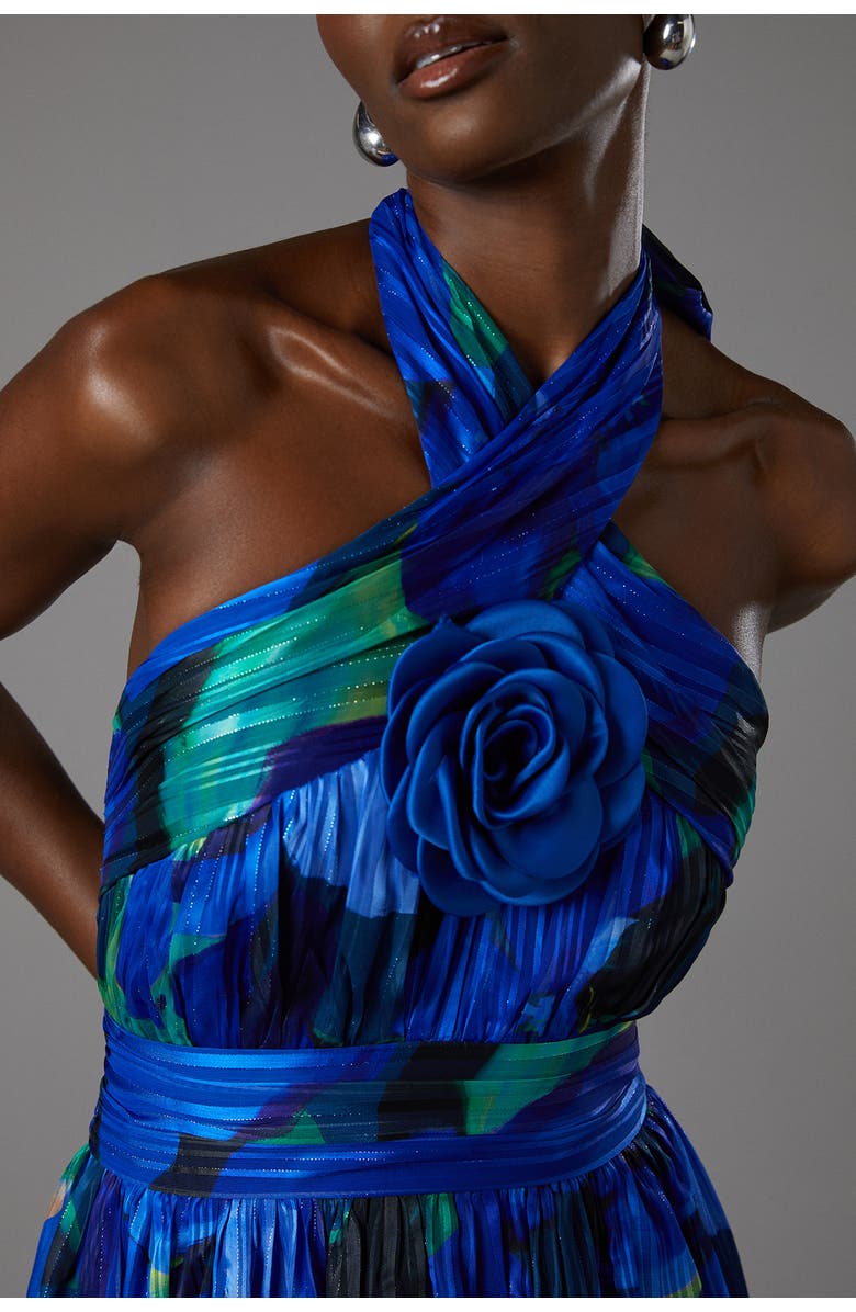 Coast Tiered Halter Tie Neck Maxi Dress, Alternate, color, Blue