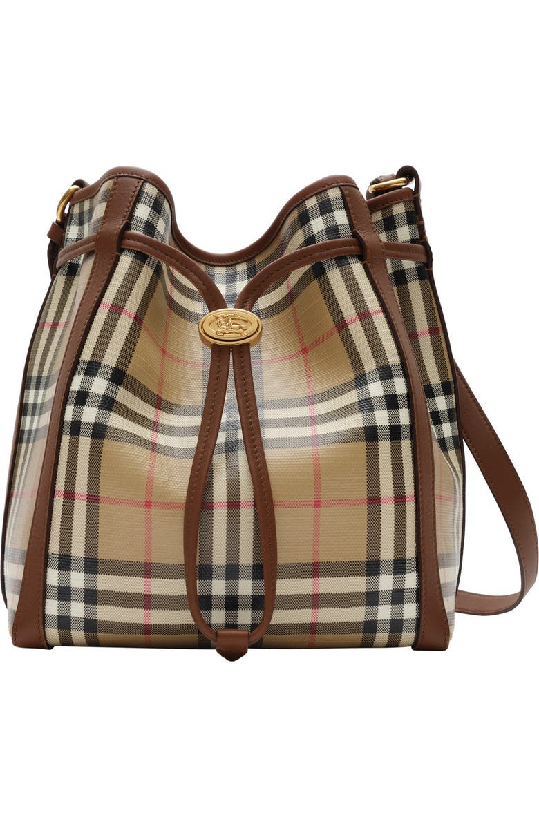 Burberry Small Check Bucket Bag, Main, color, Archive Beige