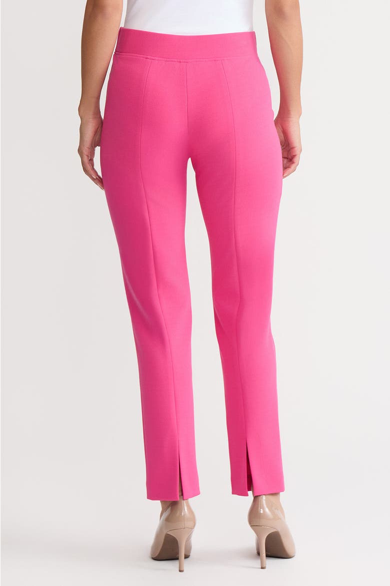 Stretch Deco Crepe Straight-Leg Pants, Alternate, color, Carmine Rose