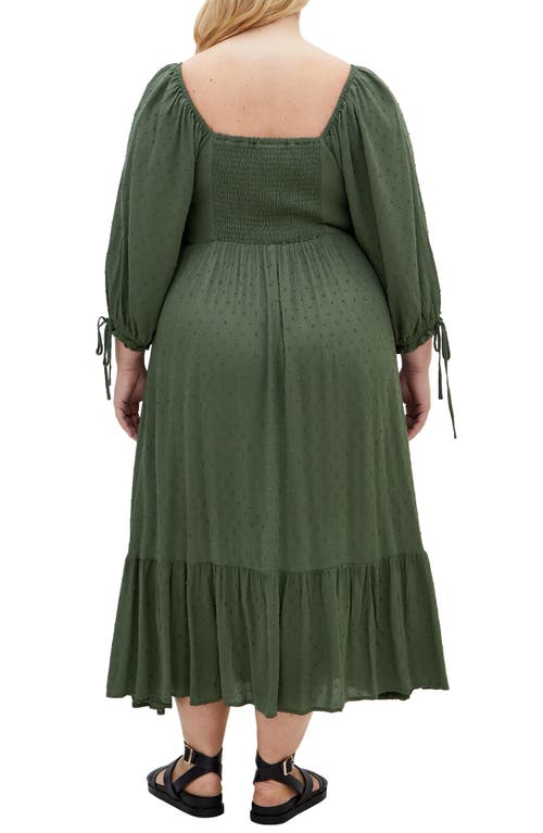 City Chic The Ally Clip Dot Maxi Dress In Green