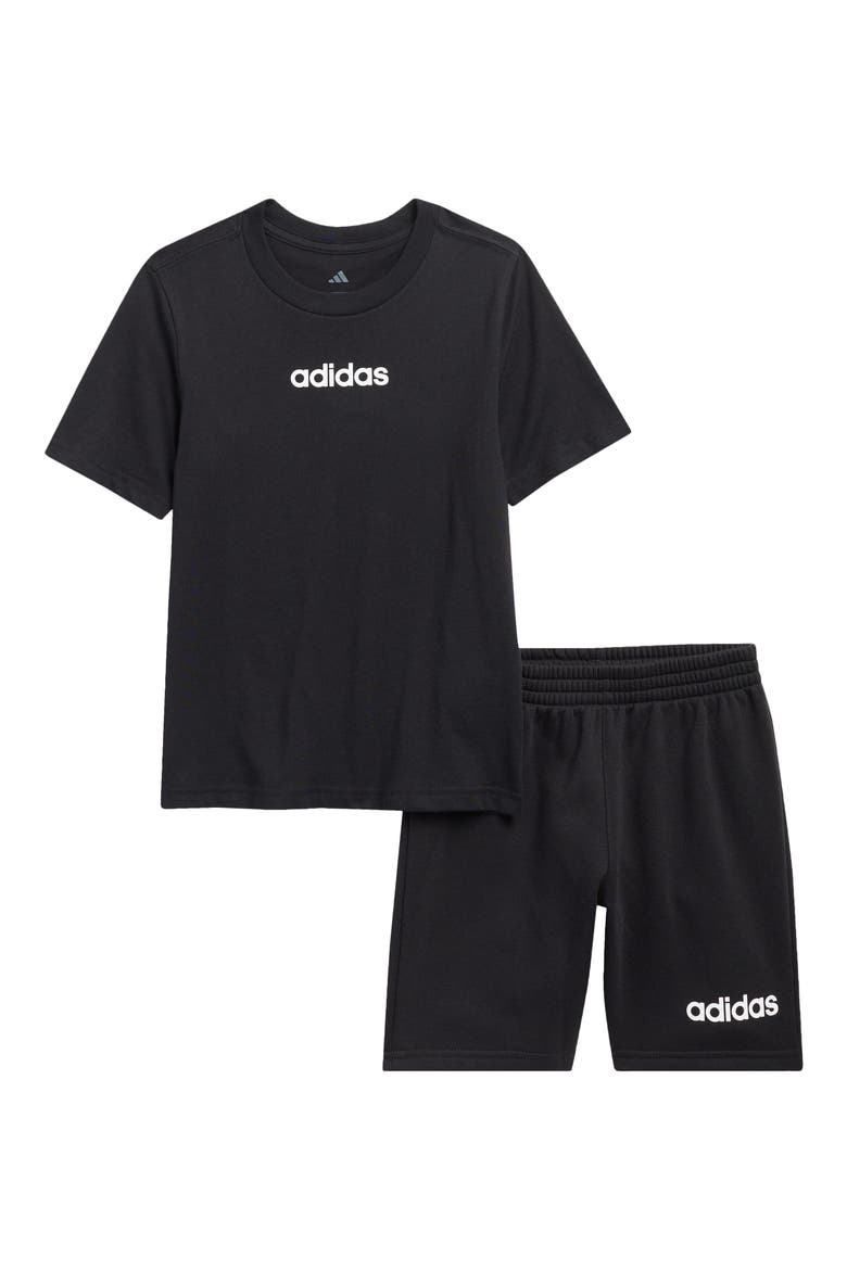 Kids' Logo Fleece T-Shirt & Shorts Set, Main, color, BLACK