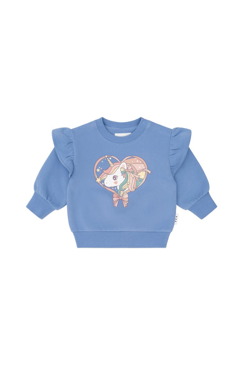 Whimsical Unicorn Sweatshirt, Main, color, Bijou Blue
