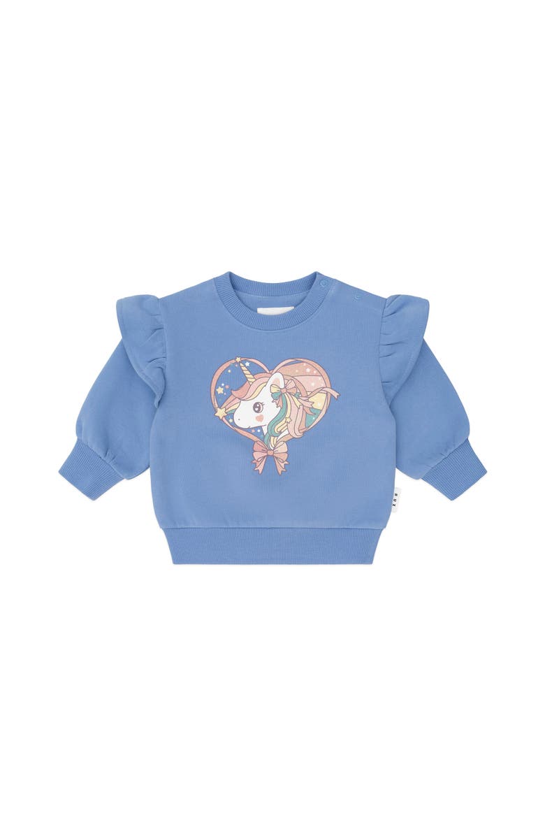 Huxbaby Whimsical Unicorn Sweatshirt, Main, color, Bijou Blue