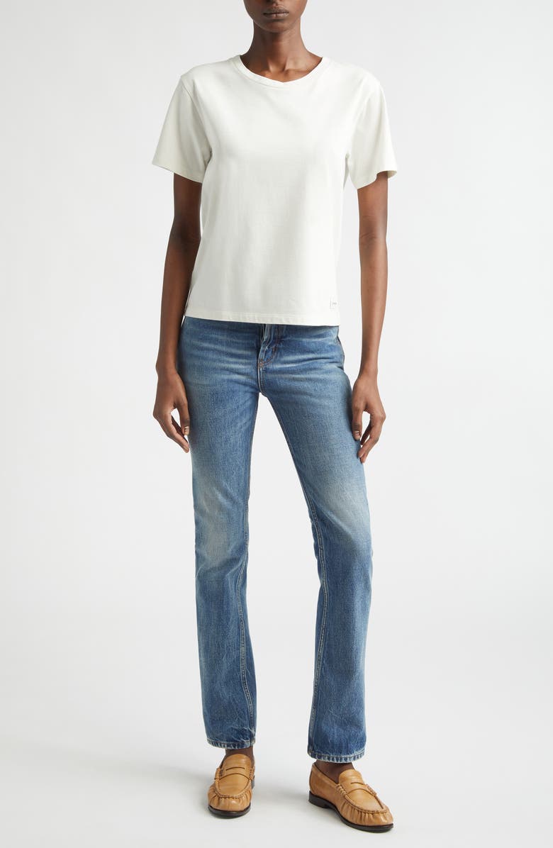 Saint Laurent Classic Logo Patch Cotton & Modal T-Shirt, Alternate, color, Naturel