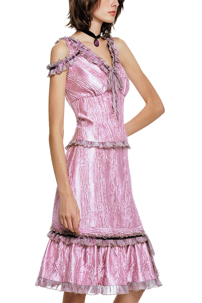 Crushed Satin Bow Top, Alternate, color, PEONY