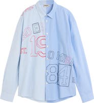 Desigual Striped Embroidered Long Sleeve Button-Up Shirt