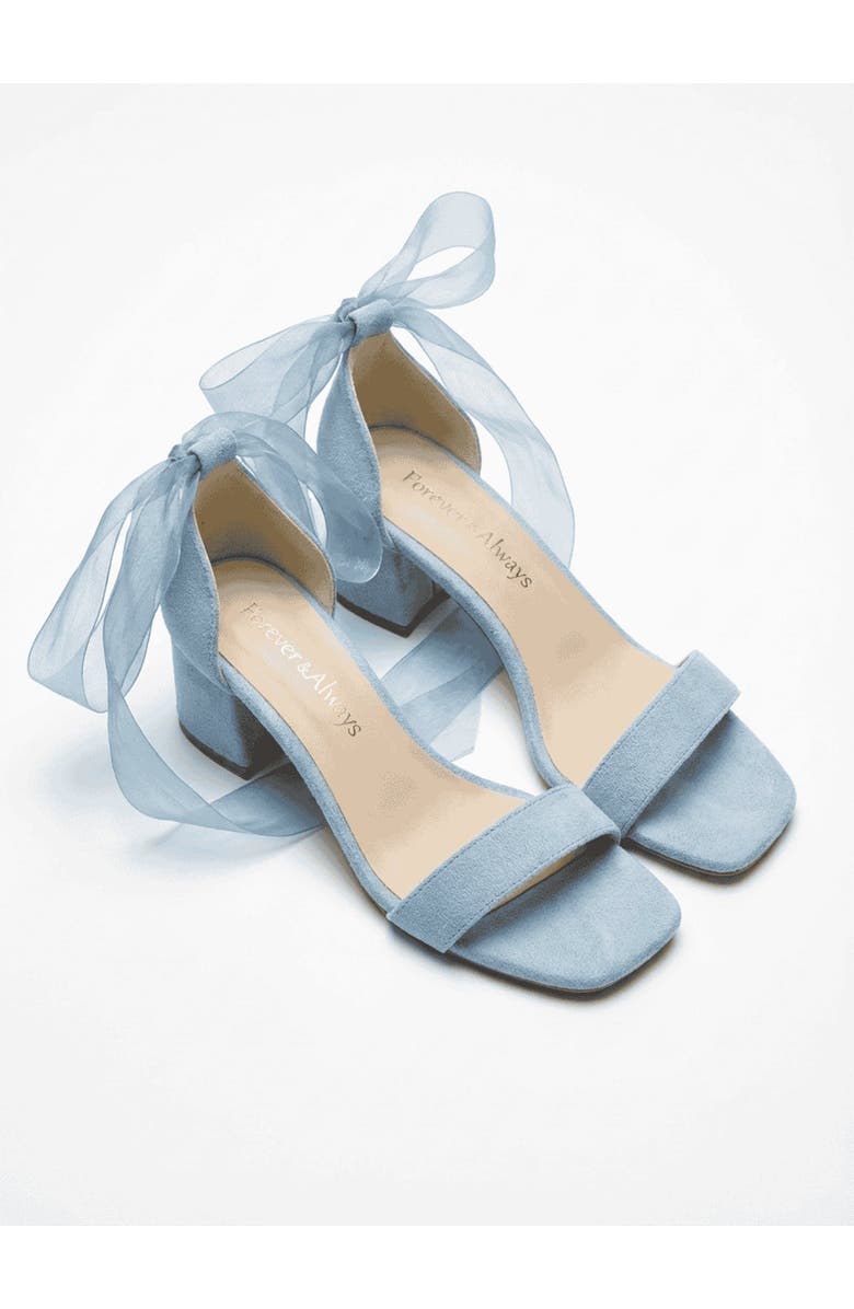 Forever & Always Shoes Rova Bow Block Heel Sandal, Alternate, color, Blue