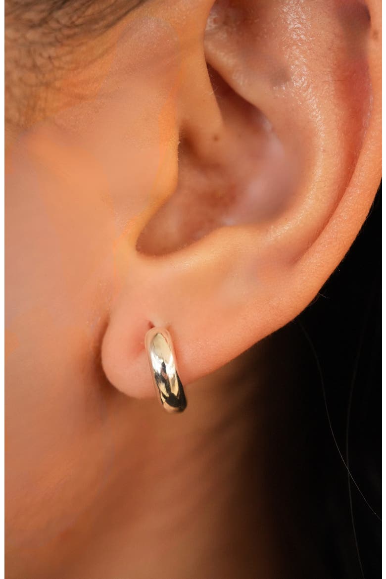 Small Chubby Huggie Hoop Earrings, Alternate, color, SILVER
