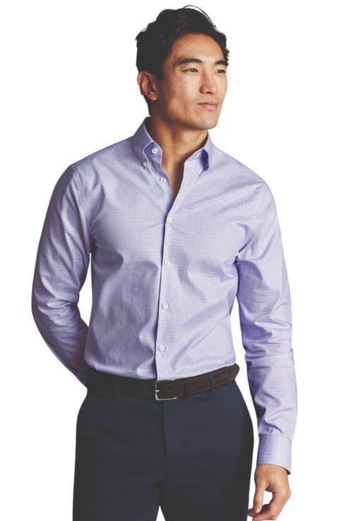 Non-Iron Pinpoint Oxford Check Shirt