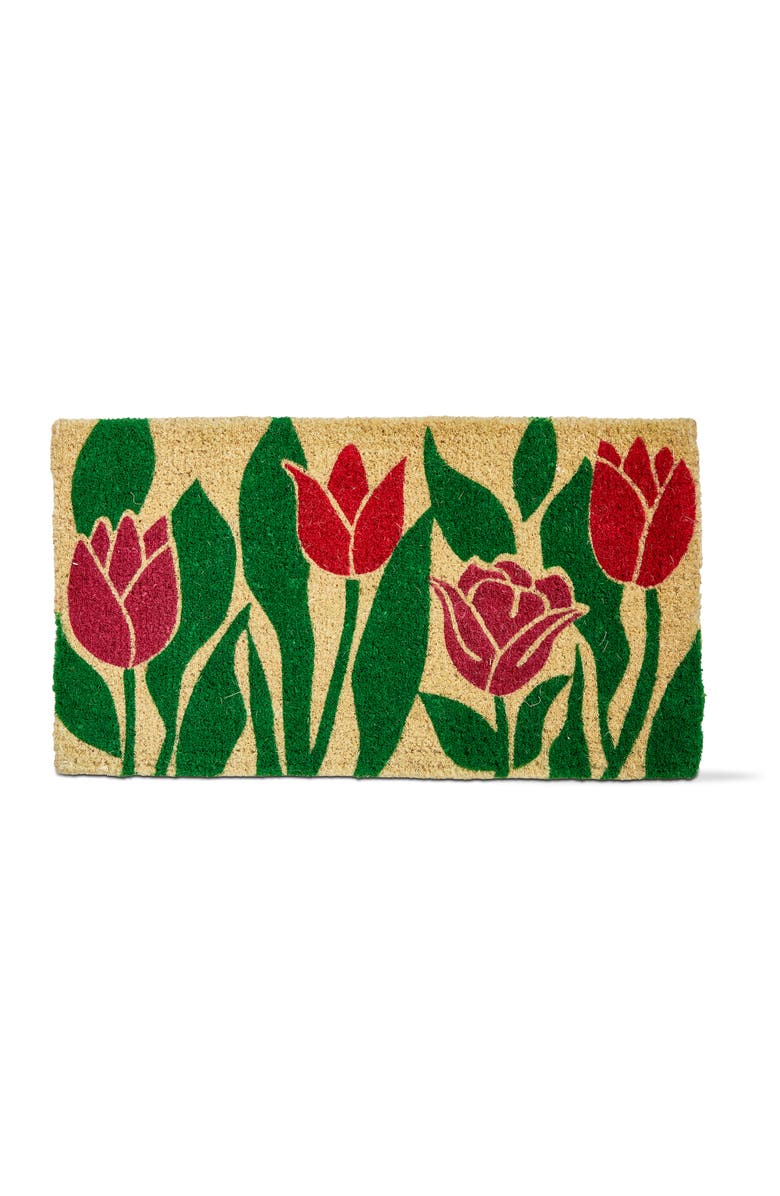 tag Tulip Flower Coir Doormat Multi Spray Bleached Coir 30 x 17 x 1 in, Main, color, Multicolored