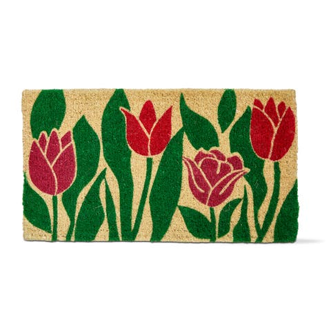 Tulip Flower Coir Doormat Multi Spray Bleached Coir 30 x 17 x 1 in