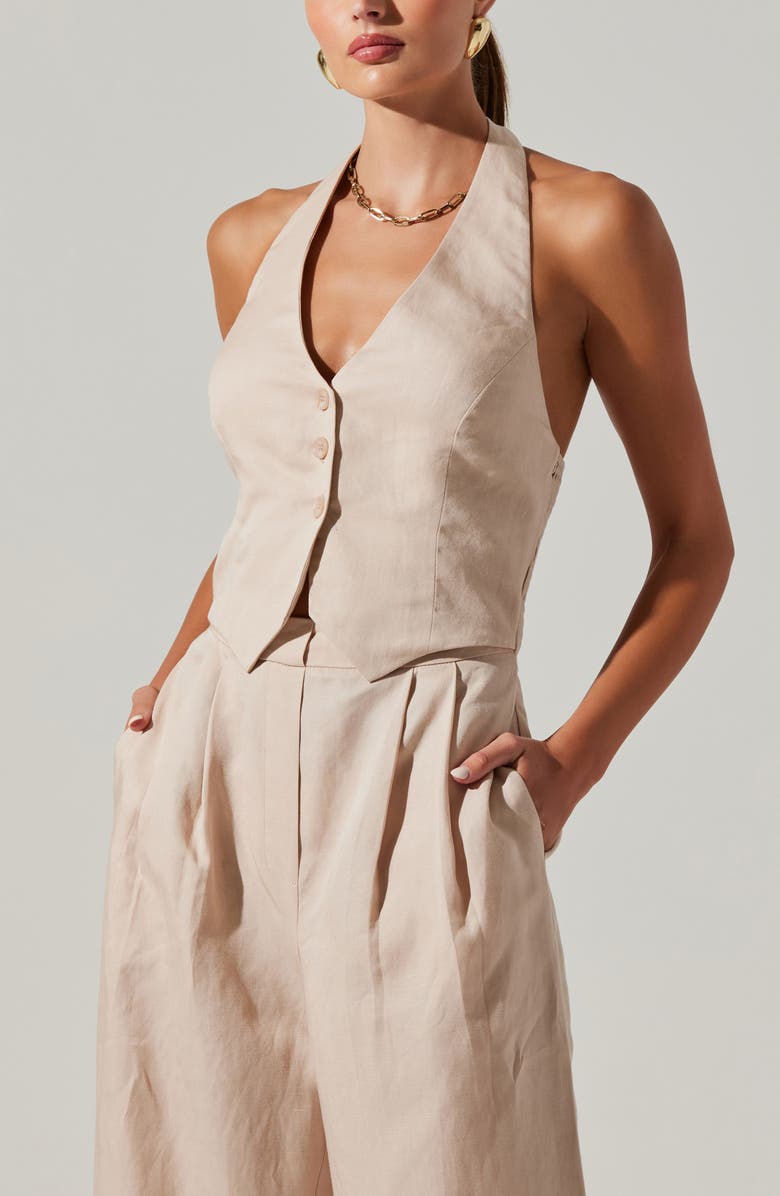 ASTR the Label Tatum Halter Button Front Jumpsuit, Alternate, color, 