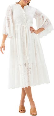 Karen Kane Tiered Cotton Eyelet Midi Dress
