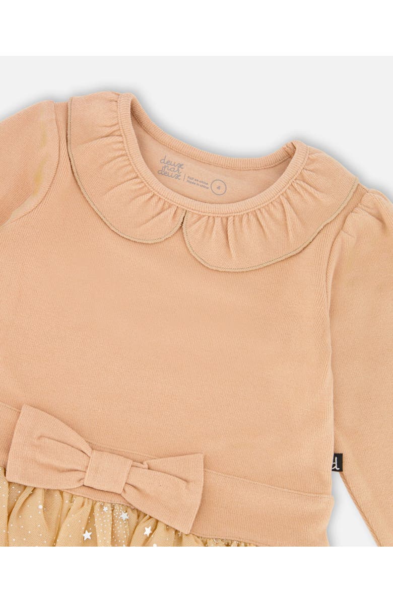 Deux par Deux Bi-Material Dress with Glittering Skirt, Alternate, color, Beige