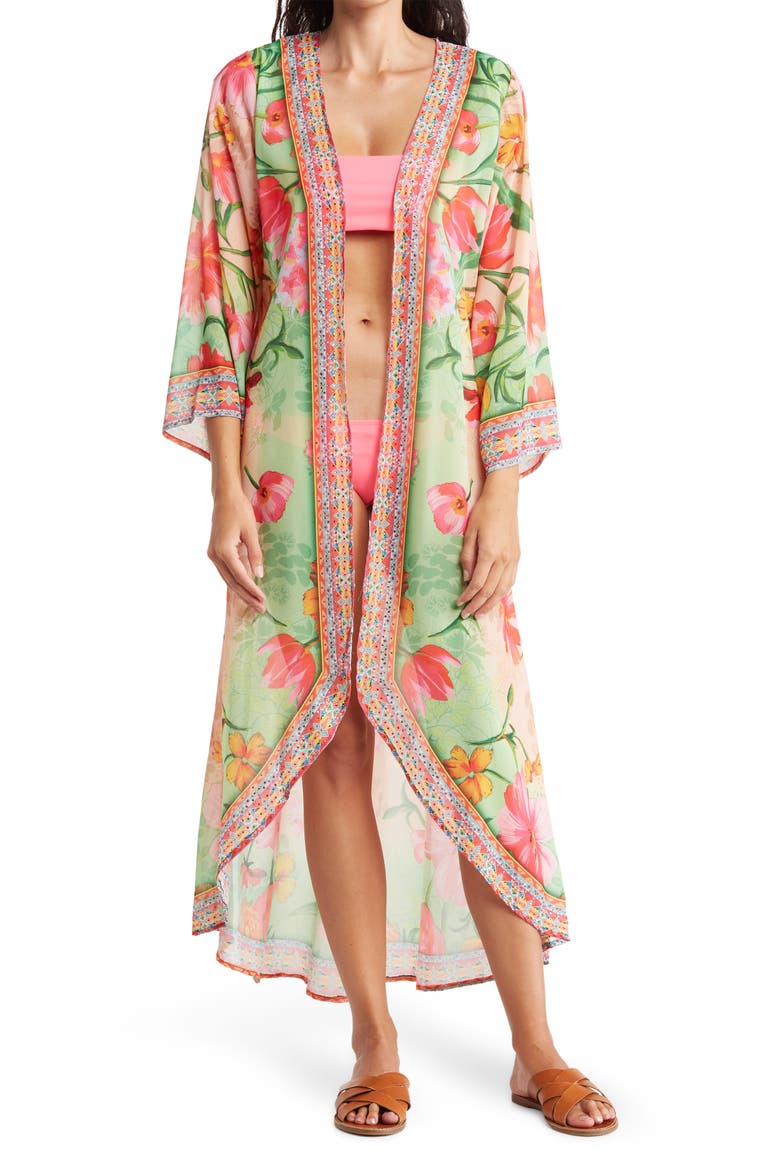 Floral Print Duster, Main, color, OMBRE