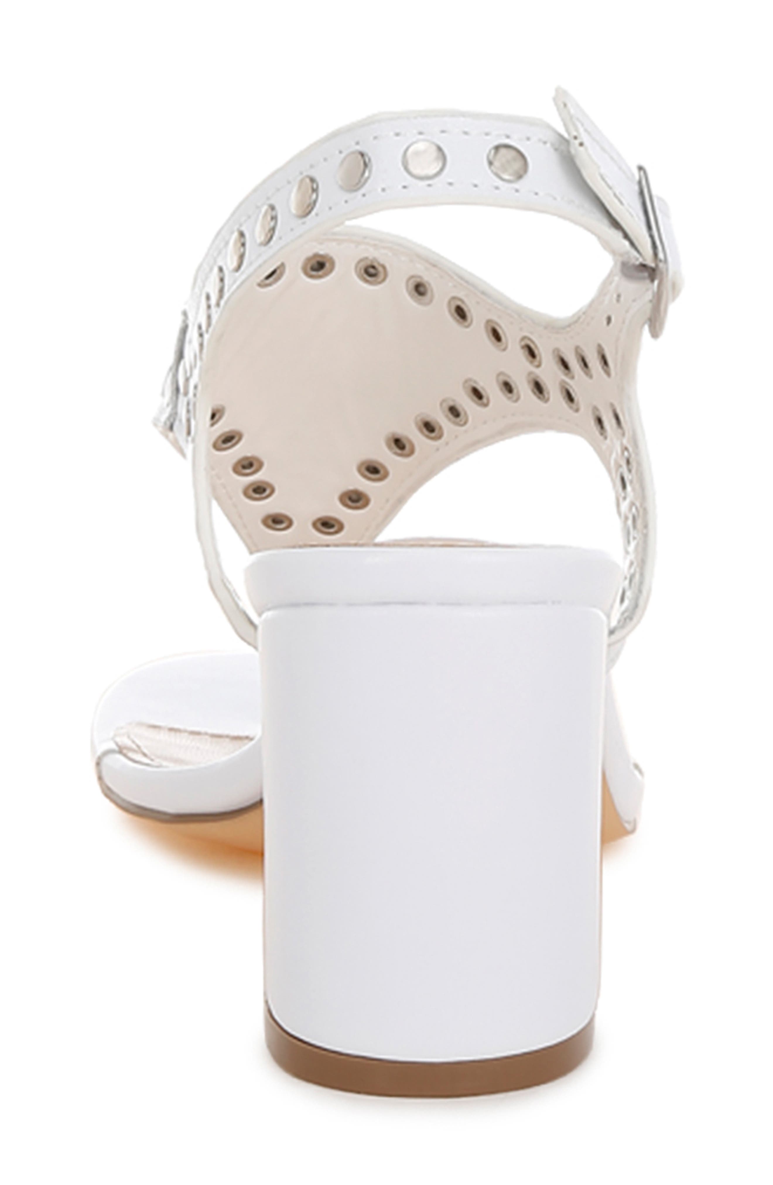Nerina Leather Studded T-Strap Sandal, Alternate, color, WHITE