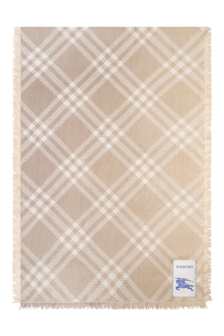 Gradient Check Wool & Silk Scarf, Alternate, color, SAND