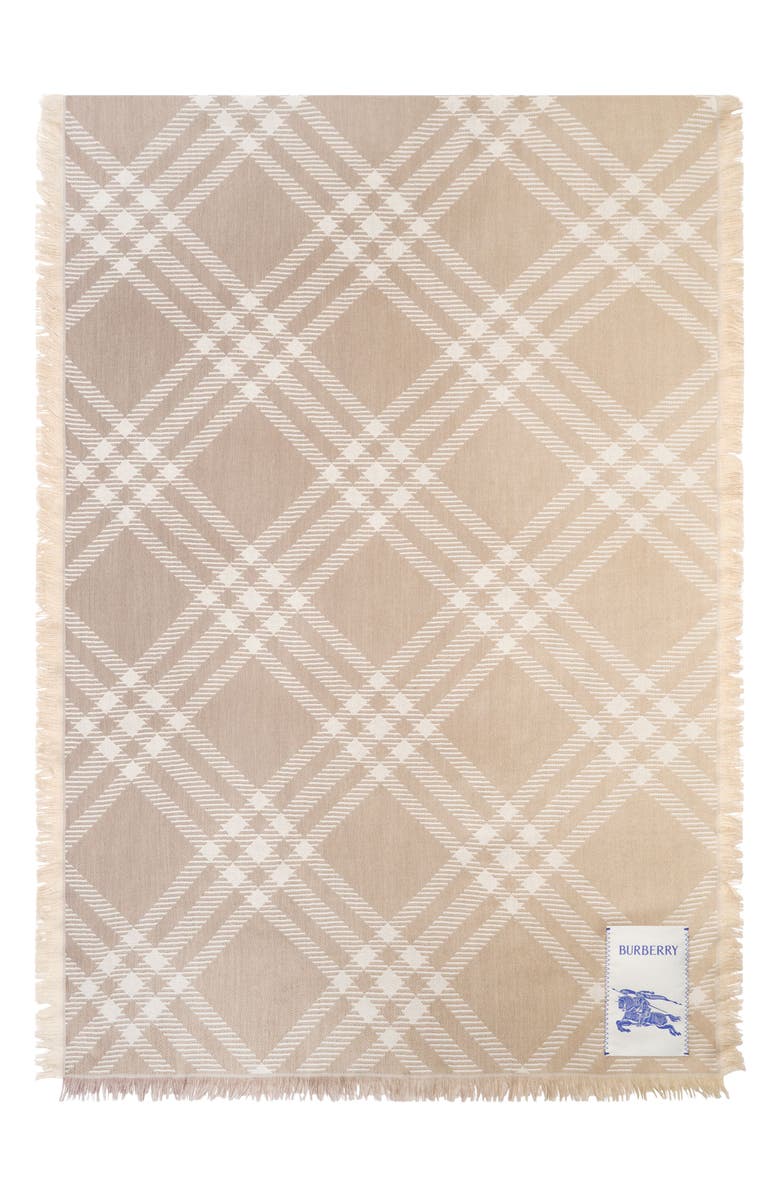 Burberry Gradient Check Wool & Silk Scarf, Alternate, color, Sand
