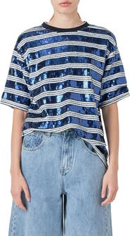 Grey Lab Sequin Stripe Top