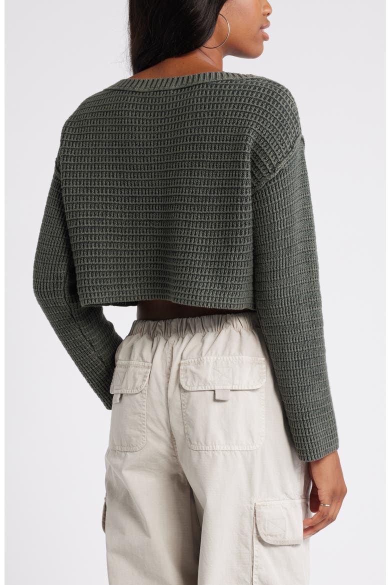 Textured Crop Cotton Sweater, Alternate, color, GREY PHANTOM